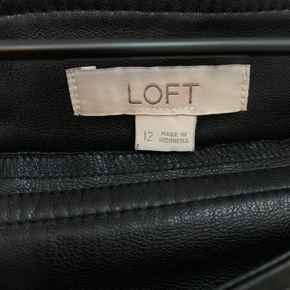 Loft Black Leather Skirt with Side Slit - Picture 3 of 3